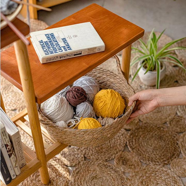 Étagère de rangement rectangulaire contemporaine à 3 niveaux en frêne massif et bois de cerisier pour patio extérieur 