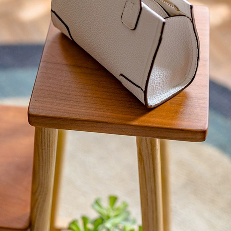 Étagère de rangement rectangulaire contemporaine à 3 niveaux en frêne massif et bois de cerisier pour patio extérieur 