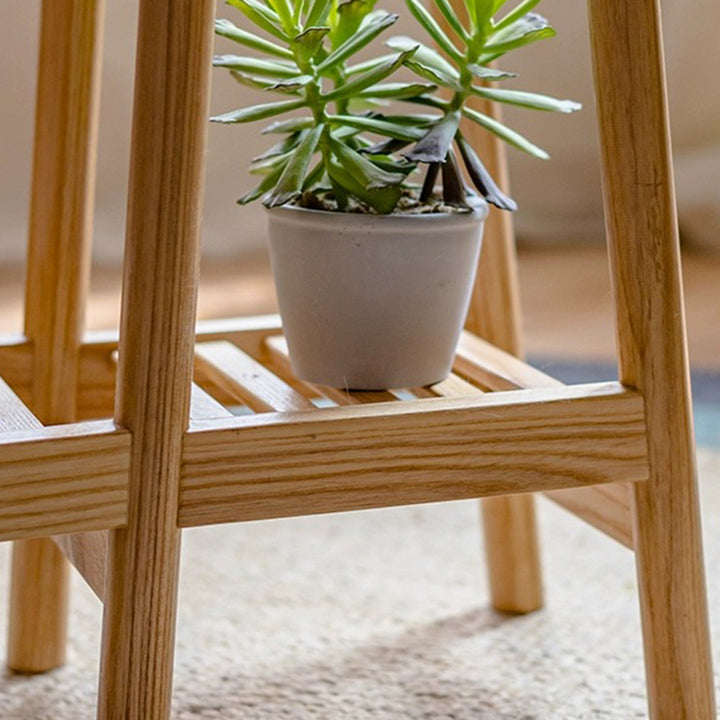 Étagère de rangement rectangulaire contemporaine à 3 niveaux en frêne massif et bois de cerisier pour patio extérieur 