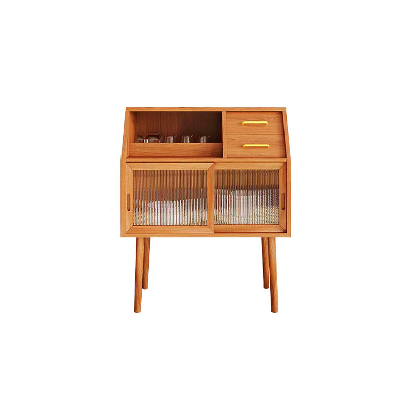 Modern Minimalist Pine Wood Solid Wood Multi-Layer Board Trapezoid Sideboard 2-Drawer For Dining Room