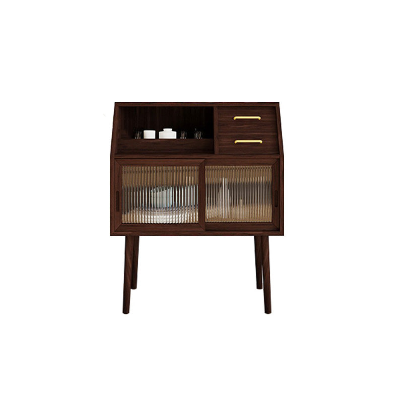 Modern Minimalist Pine Wood Solid Wood Multi-Layer Board Trapezoid Sideboard 2-Drawer For Dining Room