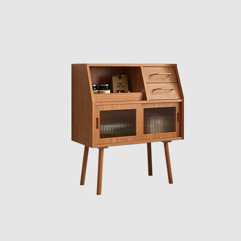 Modern Minimalist Pine Wood Solid Wood Multi-Layer Board Trapezoid Sideboard 2-Drawer For Dining Room