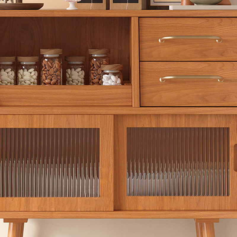 Modern Minimalist Pine Wood Solid Wood Multi-Layer Board Trapezoid Sideboard 2-Drawer For Dining Room