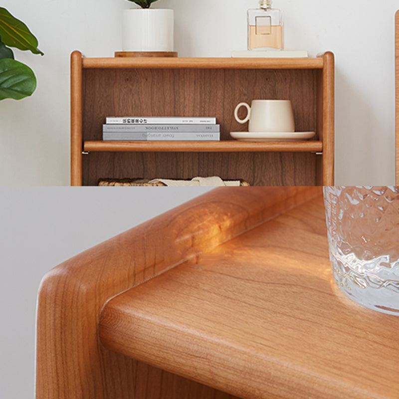 Mesita de noche rectangular de madera maciza rústica tradicional con tablero de múltiples capas y tejido de ratán con 2 cajones para dormitorio 