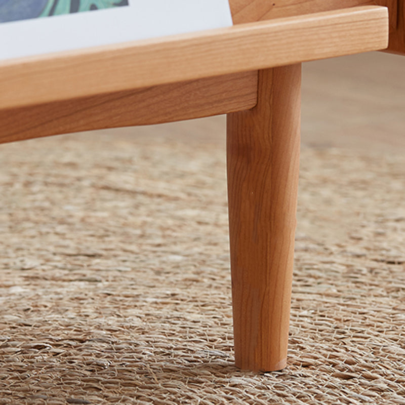 Mesita de noche rectangular de madera maciza rústica tradicional con tablero de múltiples capas y tejido de ratán con 2 cajones para dormitorio 