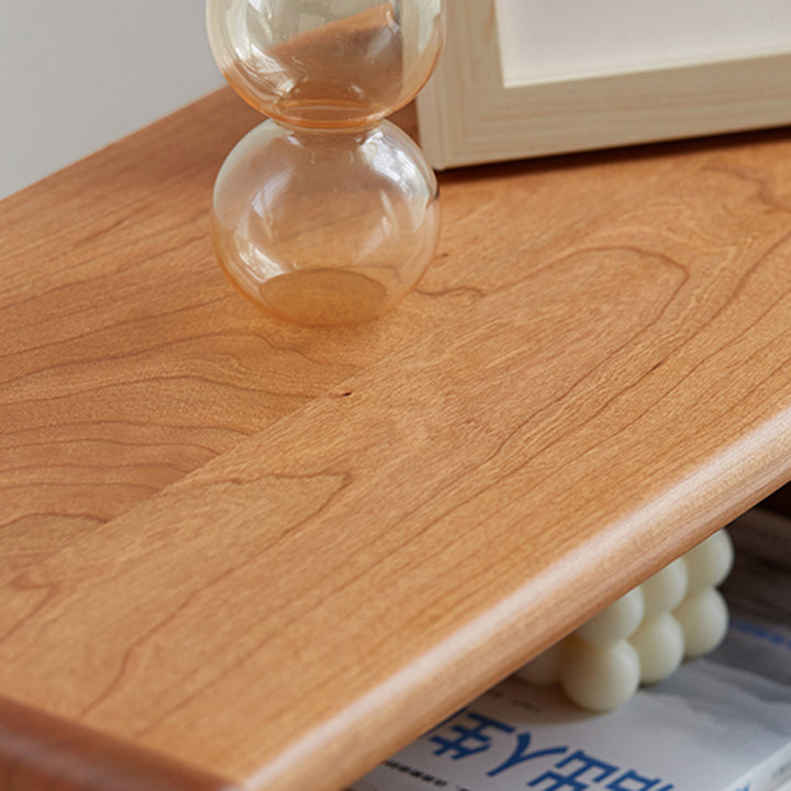 Mesita de noche rectangular de madera maciza rústica tradicional con tablero de múltiples capas y tejido de ratán con 2 cajones para dormitorio 