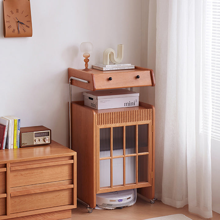 Contemporary Creative Robot-Shaped Cherry Wood Solid Wood Multi-Layer Board Movable Large Capacity Storage Cabinet 4-Tier For Living Room