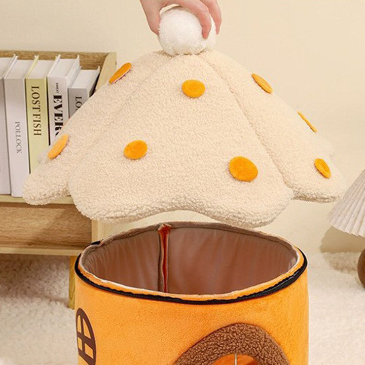 Modern Art Deco Mushroom-Shaped Crystal Soft Fabric PP Cotton Detachable Cat Bed 1-Layer For Living Room &amp; Bedroom