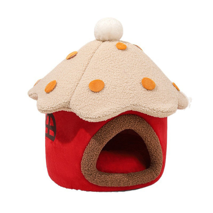 Modern Art Deco Mushroom-Shaped Crystal Soft Fabric PP Cotton Detachable Cat Bed 1-Layer For Living Room &amp; Bedroom