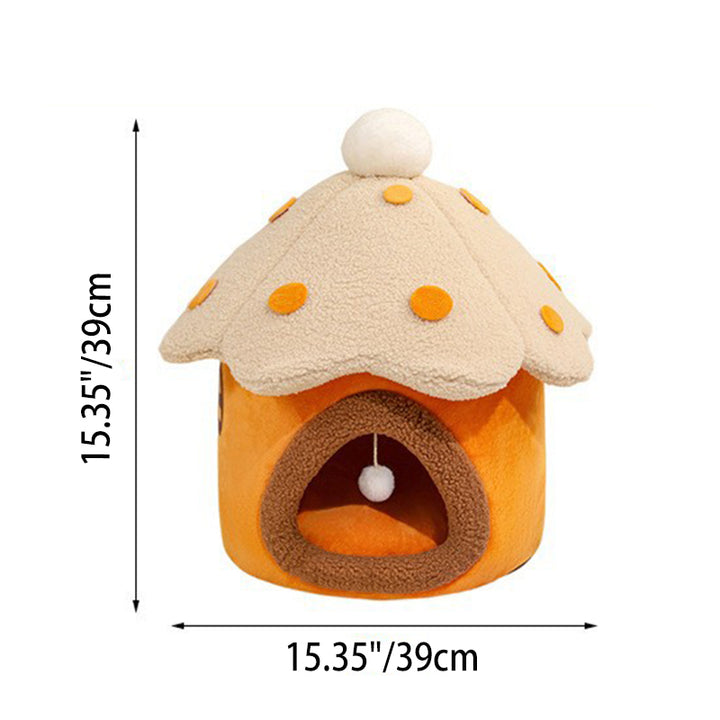 Modern Art Deco Mushroom-Shaped Crystal Soft Fabric PP Cotton Detachable Cat Bed 1-Layer For Living Room &amp; Bedroom