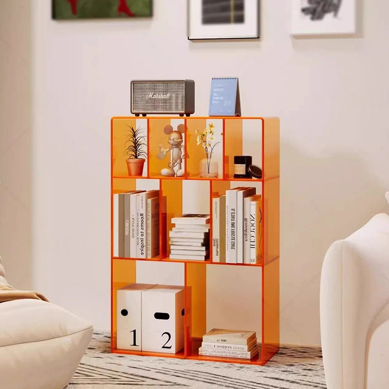 Modern Minimalist Acrylic Rectangular Storage Bookshelf 3-Tier For Home Office