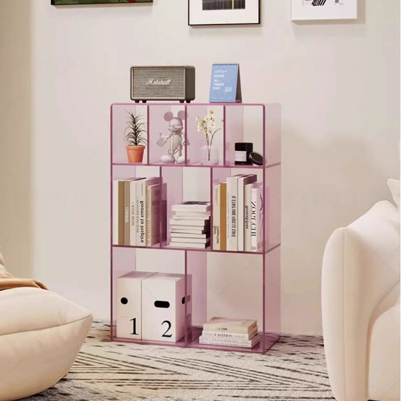 Modern Minimalist Acrylic Rectangular Storage Bookshelf 3-Tier For Home Office