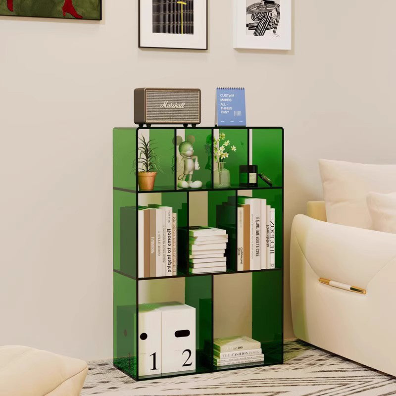 Modern Minimalist Acrylic Rectangular Storage Bookshelf 3-Tier For Home Office