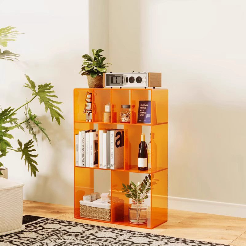 Modern Minimalist Acrylic Rectangular Storage Bookshelf 3-Tier For Home Office