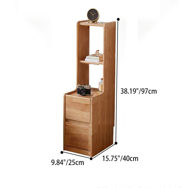 Traditional Rustic Rubberwood Solid Wood Multi-Layer Board Hardware Rectangular Nightstand 2-Drawer For Bedroom