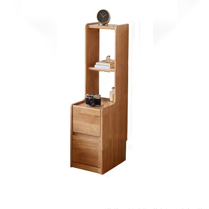 Traditional Rustic Rubberwood Solid Wood Multi-Layer Board Hardware Rectangular Nightstand 2-Drawer For Bedroom