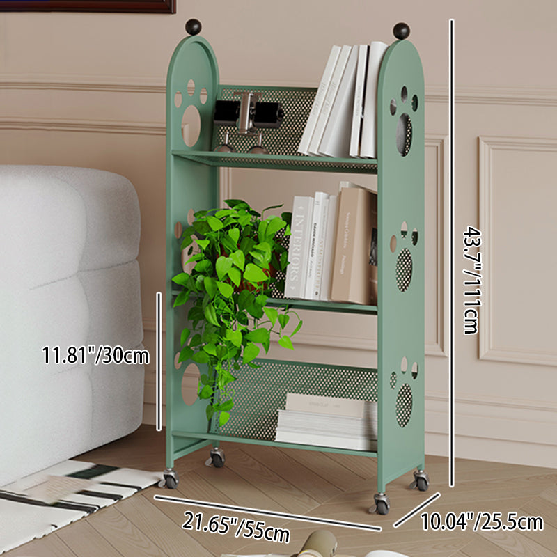 Modern Minimalist Corrosion Resistant Rectangular Iron Movable Rolling Storage Shelf 3-Tier For Study