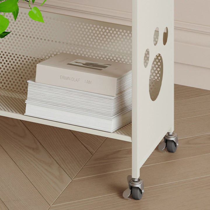 Modern Minimalist Corrosion Resistant Rectangular Iron Movable Rolling Storage Shelf 3-Tier For Study