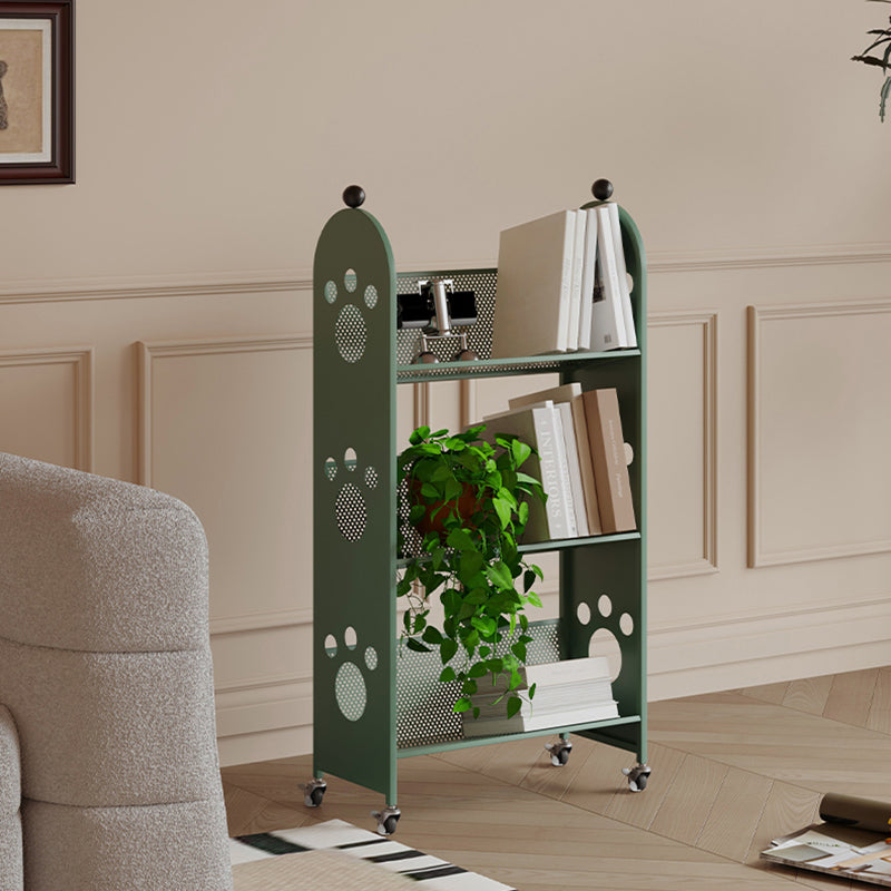 Modern Minimalist Corrosion Resistant Rectangular Iron Movable Rolling Storage Shelf 3-Tier For Study
