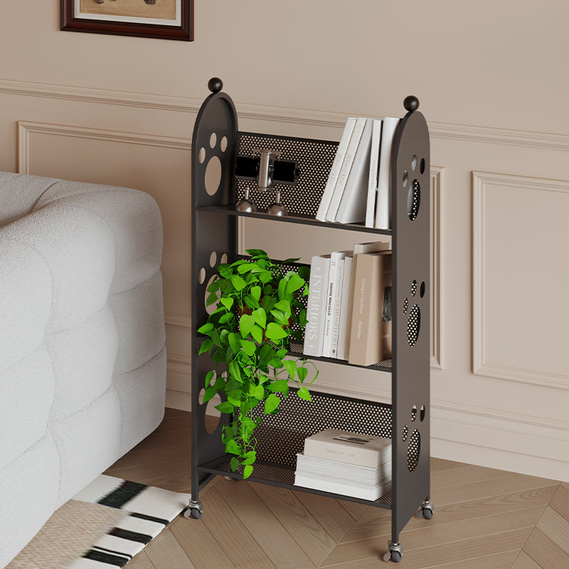 Modern Minimalist Corrosion Resistant Rectangular Iron Movable Rolling Storage Shelf 3-Tier For Study