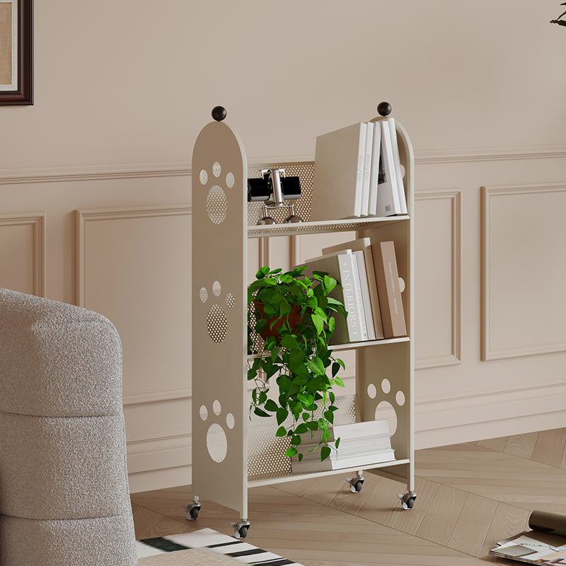 Modern Minimalist Corrosion Resistant Rectangular Iron Movable Rolling Storage Shelf 3-Tier For Study