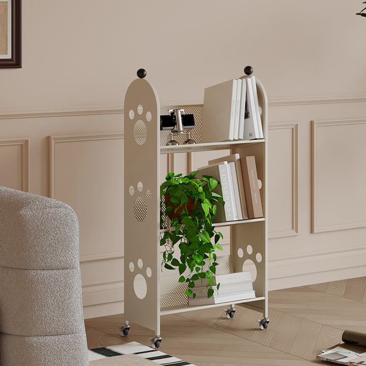 Modern Minimalist Corrosion Resistant Rectangular Iron Movable Rolling Storage Shelf 3-Tier For Study