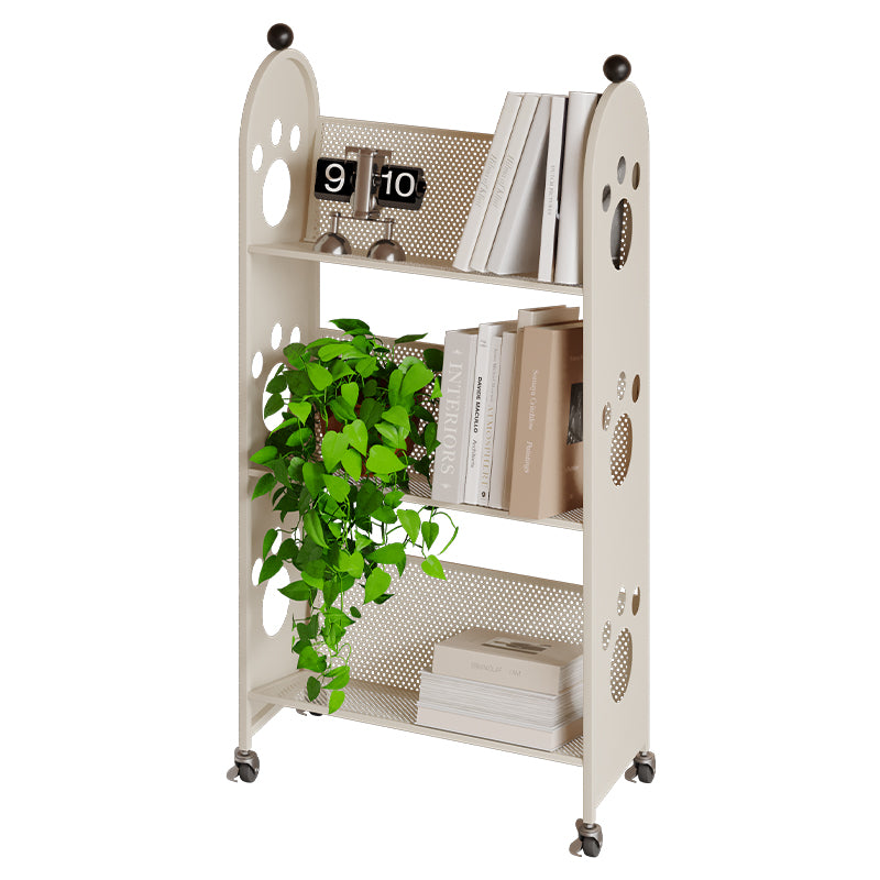 Modern Minimalist Corrosion Resistant Rectangular Iron Movable Rolling Storage Shelf 3-Tier For Study