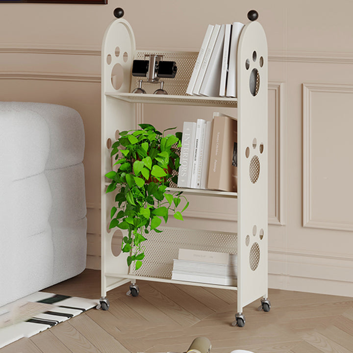 Modern Minimalist Corrosion Resistant Rectangular Iron Movable Rolling Storage Shelf 3-Tier For Study