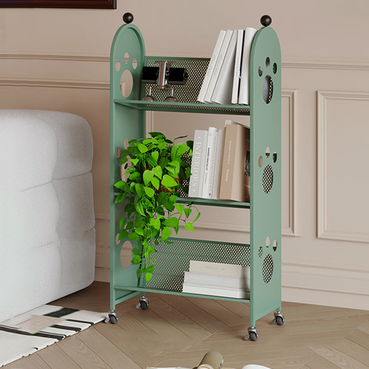 Modern Minimalist Corrosion Resistant Rectangular Iron Movable Rolling Storage Shelf 3-Tier For Study
