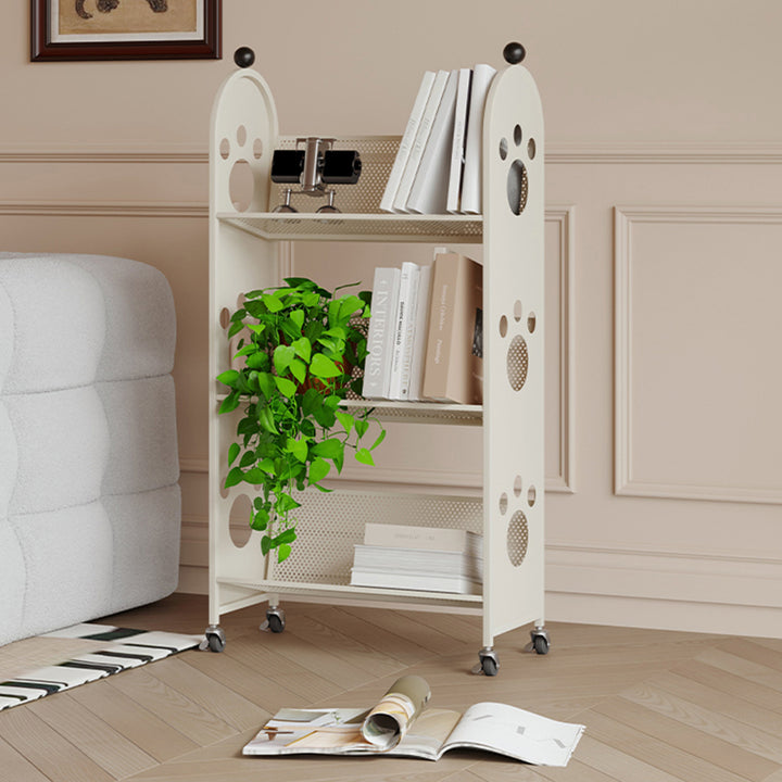 Modern Minimalist Corrosion Resistant Rectangular Iron Movable Rolling Storage Shelf 3-Tier For Study