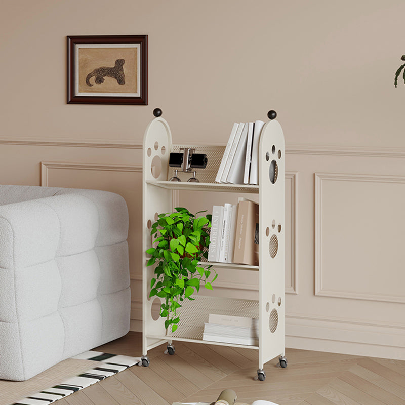 Modern Minimalist Corrosion Resistant Rectangular Iron Movable Rolling Storage Shelf 3-Tier For Study