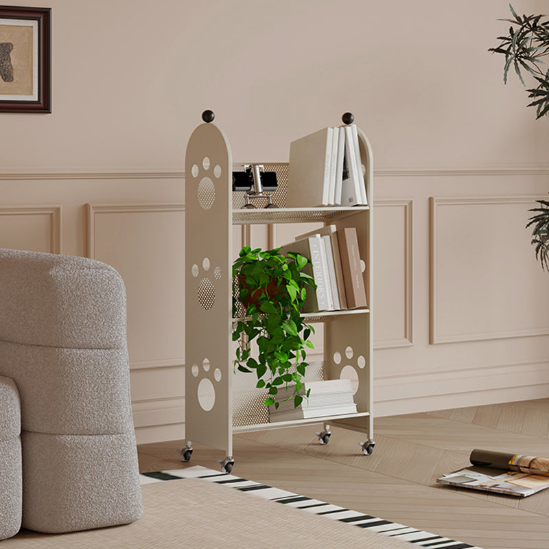 Modern Minimalist Corrosion Resistant Rectangular Iron Movable Rolling Storage Shelf 3-Tier For Study