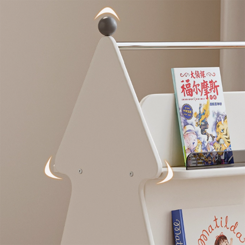 Zeitgenössischer kreativer Weihnachtsbaum aus Massivholzspanplatten, Acryl und Eisen, bewegliches Kinder-Bücherregal mit 3 Ebenen für das Studium 