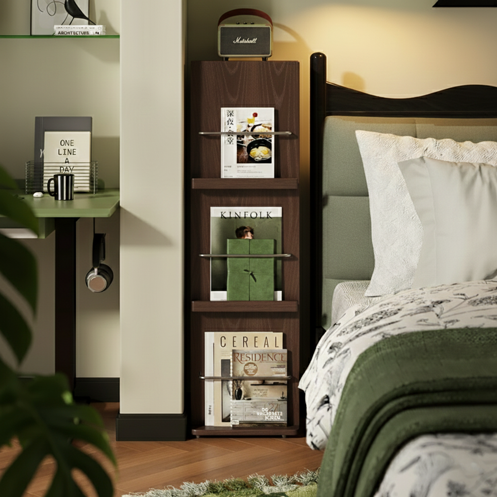 Étagère de sol autoportante en bois d&