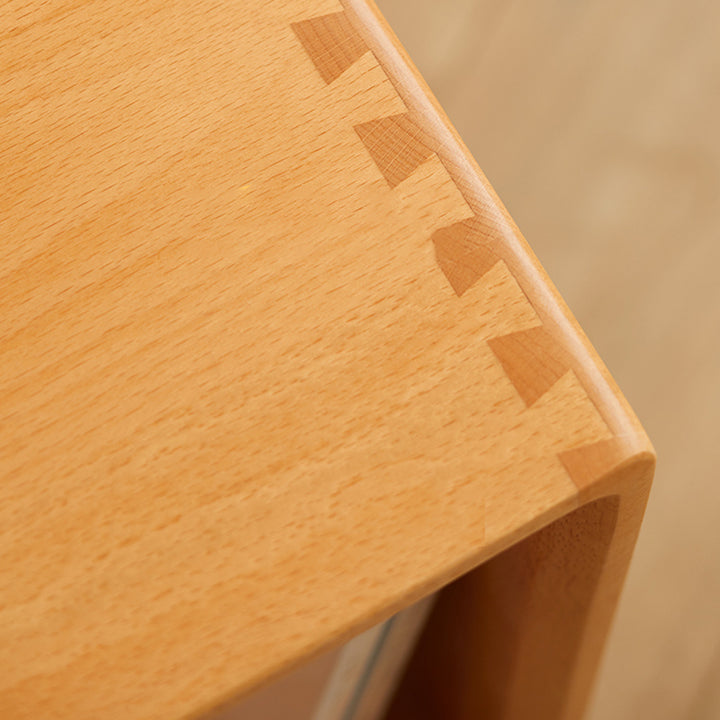 Table de chevet rectangulaire minimaliste moderne en bois de hêtre avec placage en bois de paulownia, 1 tiroir, pour salon et chambre 