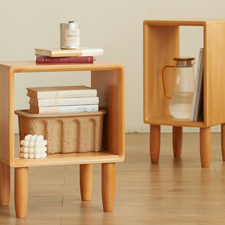 Table de chevet rectangulaire minimaliste moderne en bois de hêtre avec placage en bois de paulownia, 1 tiroir, pour salon et chambre 