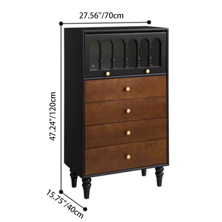 Traditional Vintage Rectangular Ash Wood Pine Wood Eco-Friendly Solid Wood Multi-Layer Board Storage Cabinet 4-Drawer For Living Room &amp; Bedroom
