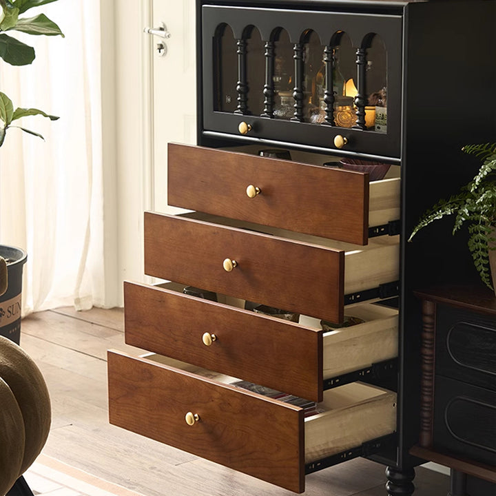 Traditional Vintage Rectangular Ash Wood Pine Wood Eco-Friendly Solid Wood Multi-Layer Board Storage Cabinet 4-Drawer For Living Room &amp; Bedroom