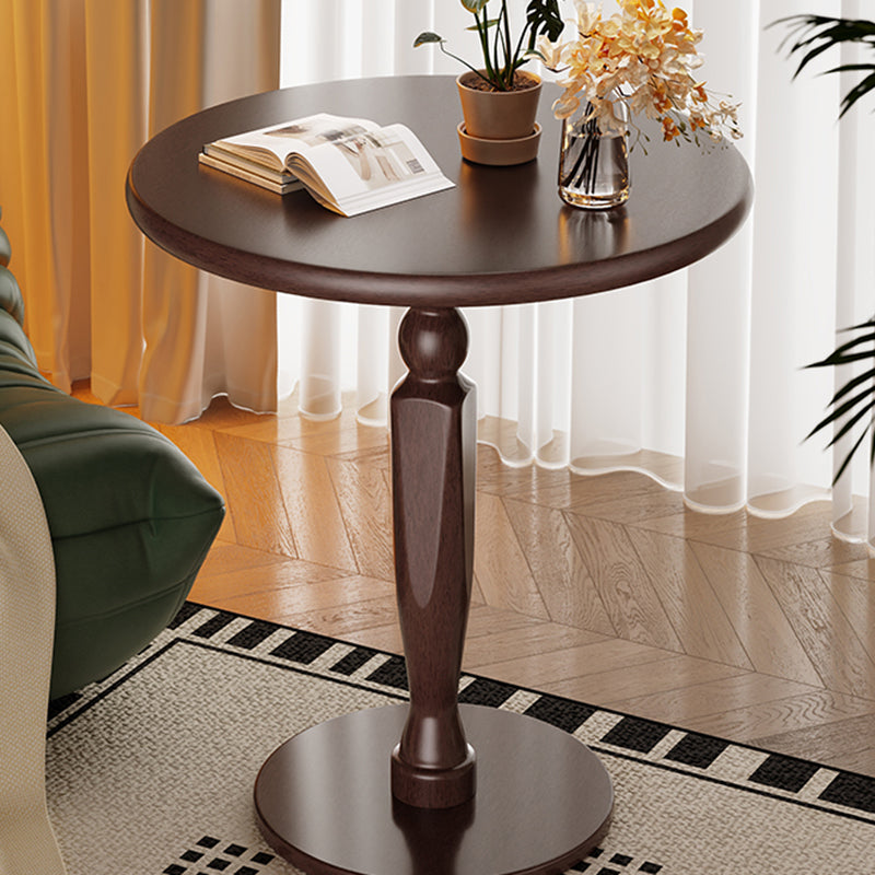 Table basse ronde traditionnelle vintage en bois d&