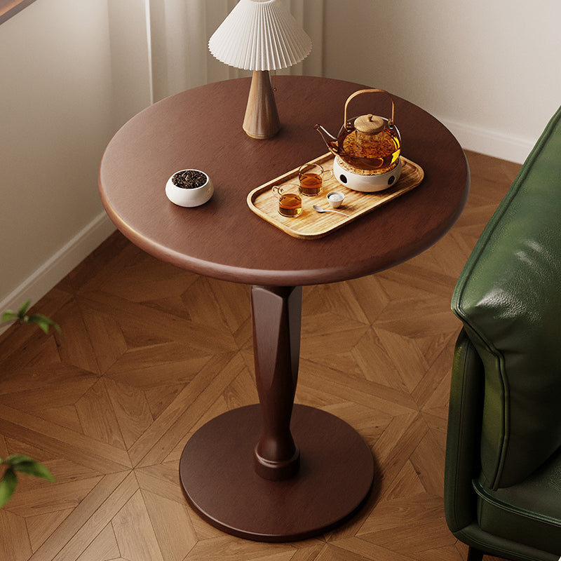 Table basse ronde traditionnelle vintage en bois d&