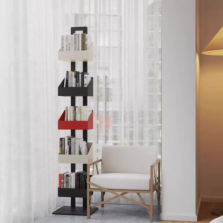 Zeitgenössisches industrielles korrosionsbeständiges schmales Eisenleiter-Bodenregal-Bücherregal mit 3/4/5 Ebenen für das Wohnzimmer 