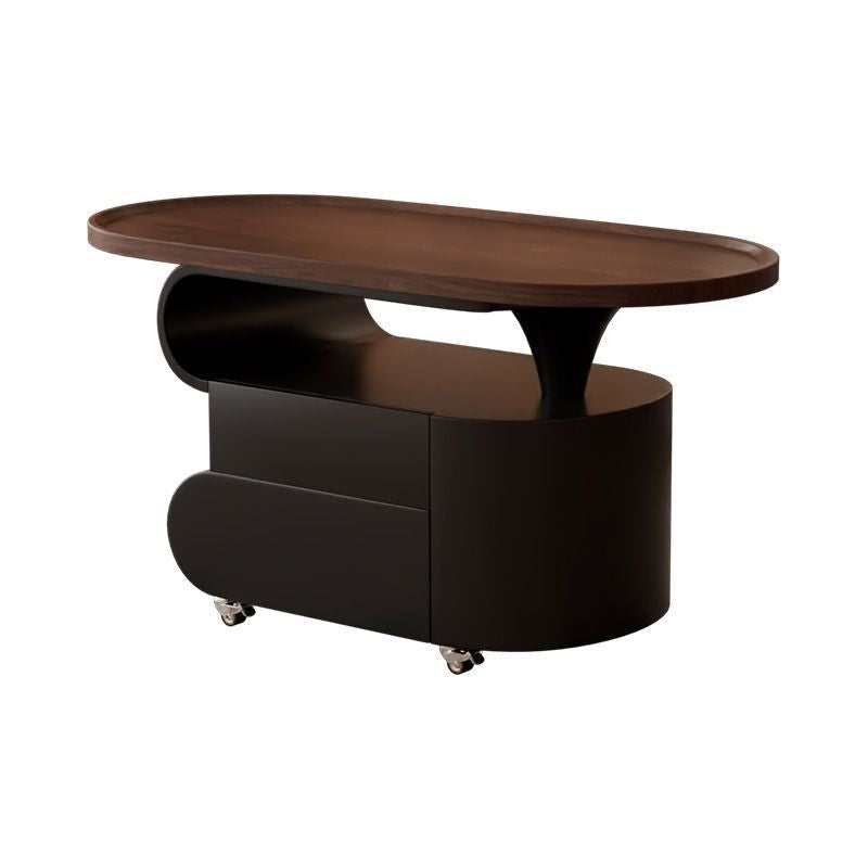 Table basse contemporaine nordique ovale écologique en acier au carbone, design mobile, avec 2 tiroirs, pour salon 
