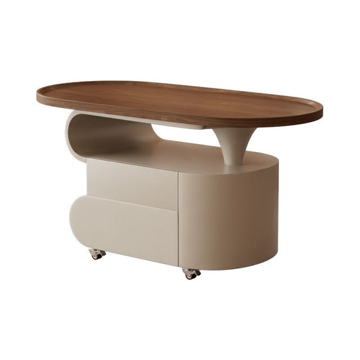 Table basse contemporaine nordique ovale écologique en acier au carbone, design mobile, avec 2 tiroirs, pour salon 