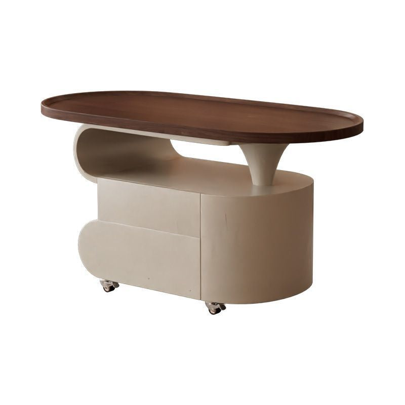 Table basse contemporaine nordique ovale écologique en acier au carbone, design mobile, avec 2 tiroirs, pour salon 