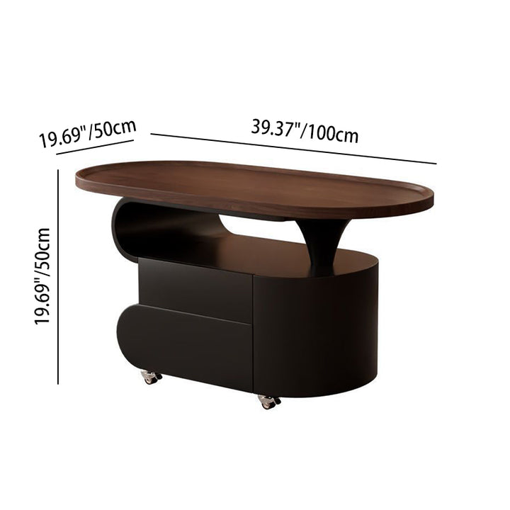 Table basse contemporaine nordique ovale écologique en acier au carbone, design mobile, avec 2 tiroirs, pour salon 