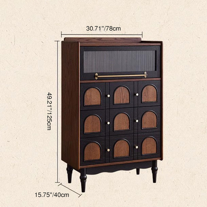 Contemporary Retro Rectangular Rubberwood Solid Wood Multi-Layer Board Storage Cabinet 3-Drawer For Living Room
