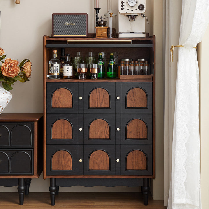 Contemporary Retro Rectangular Rubberwood Solid Wood Multi-Layer Board Storage Cabinet 3-Drawer For Living Room