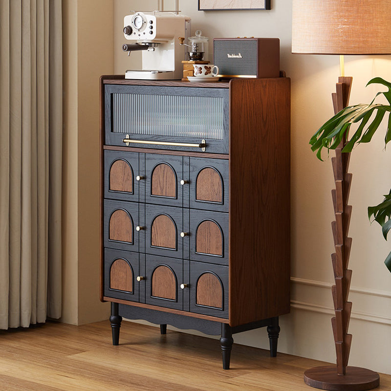 Contemporary Retro Rectangular Rubberwood Solid Wood Multi-Layer Board Storage Cabinet 3-Drawer For Living Room