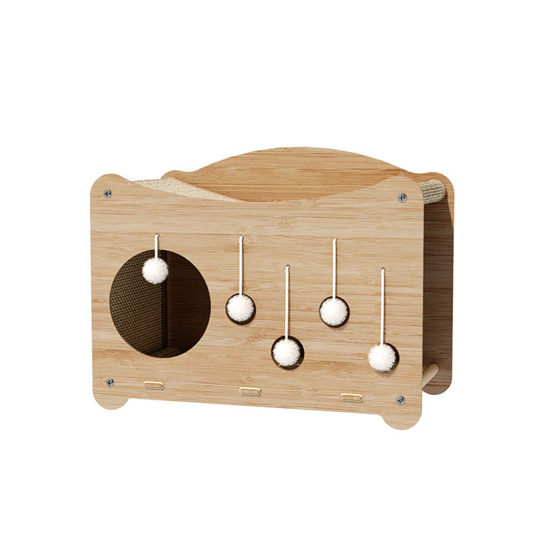 Lit pour chat intégré rectangulaire ondulé contemporain en sisal et MDF à 2 niveaux pour salon et balcon 