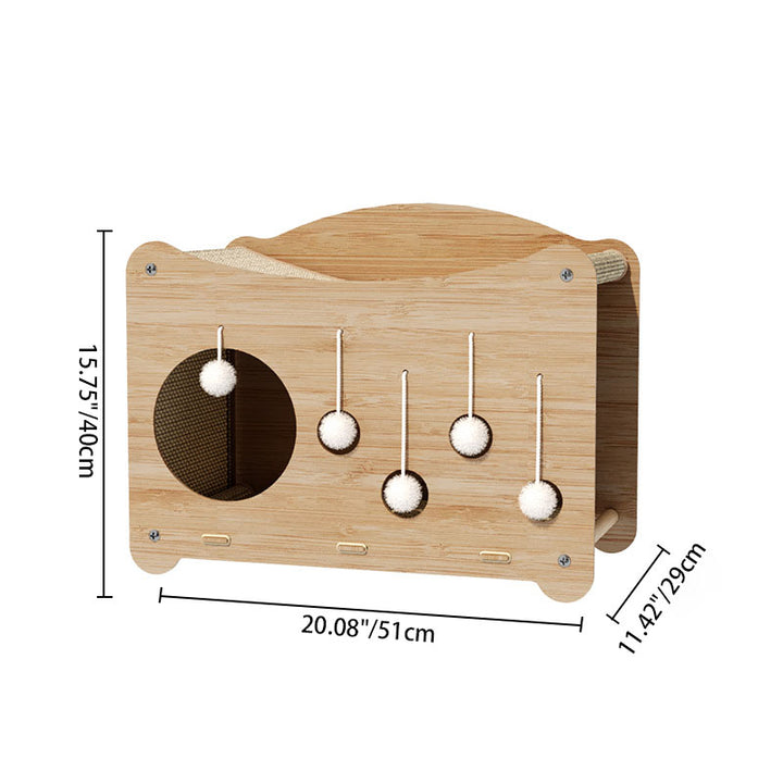 Lit pour chat intégré rectangulaire ondulé contemporain en sisal et MDF à 2 niveaux pour salon et balcon 